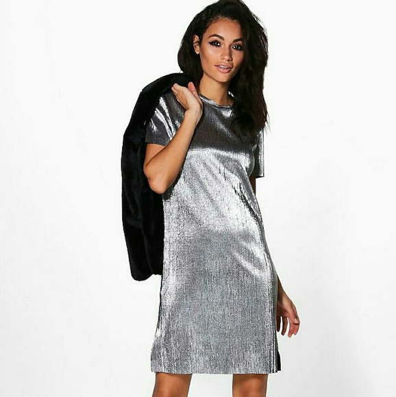 boohoo metallic dress